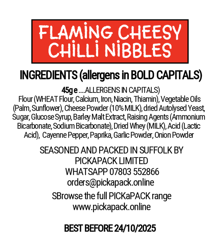 FLAMING CHEESY CHILLI NIBBLES - 40g x 12 Bags