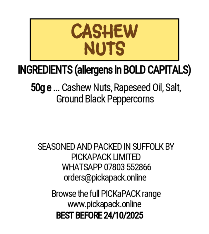 CASHEW NUTS - 60g x 12 Bag