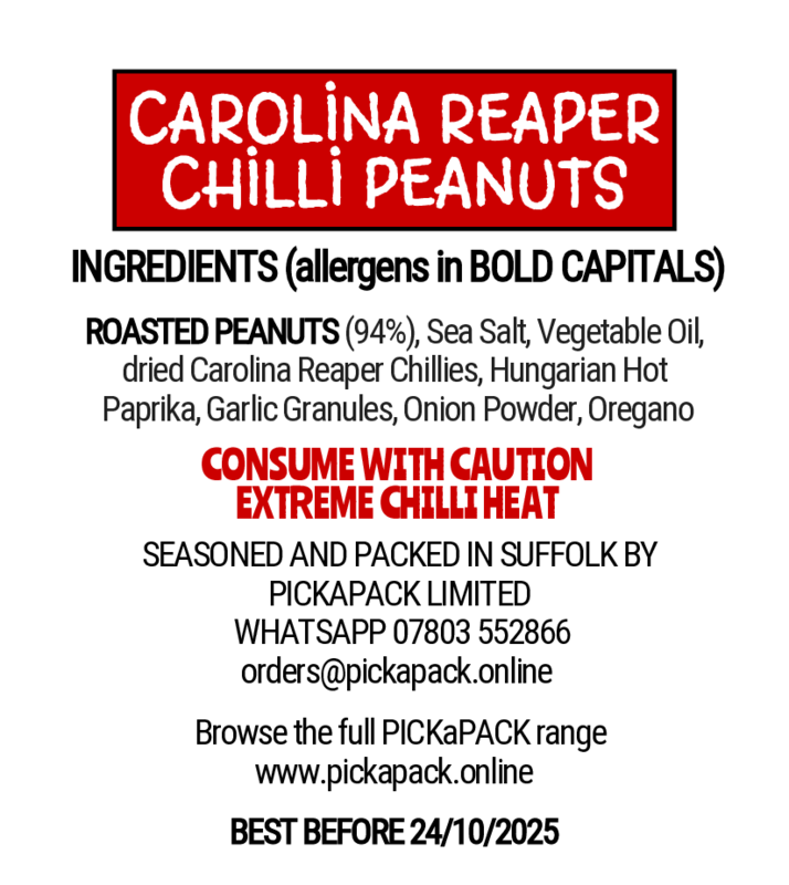 OWN LABEL - CAROLINA REAPER CHILLI PEANUTS - 60g x 12 Bags