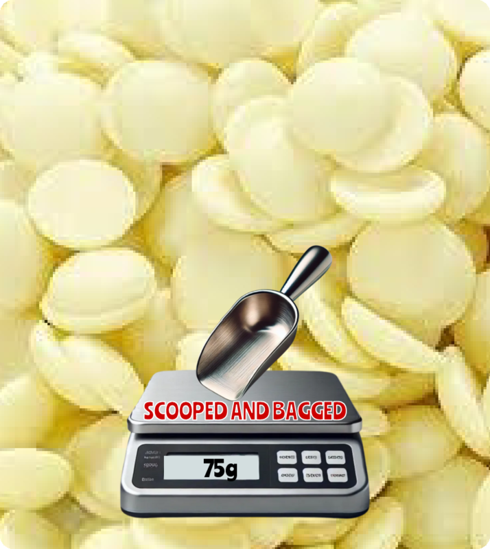 WHITE CHOCOLATE DROPS - 75g Scoop