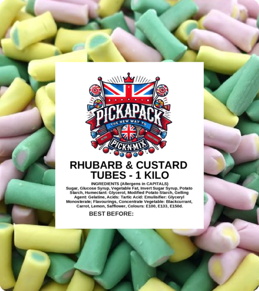 RHUBARB AND CUSTARD TUBES- 1 Kilo Bag