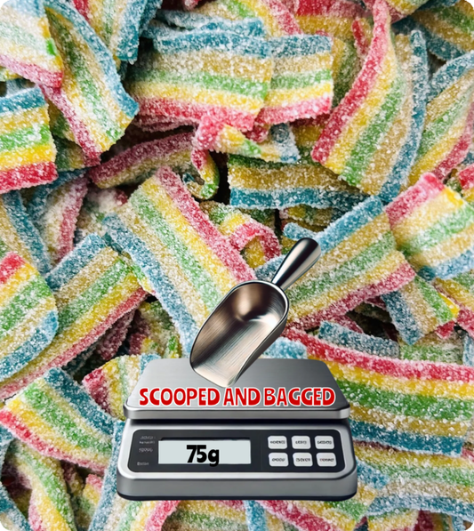 FIZZY RAINBOW BELTS - 75g Scoop