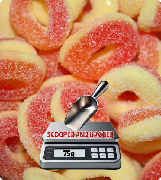 PEACH JELLY RINGS - 75g Scoop