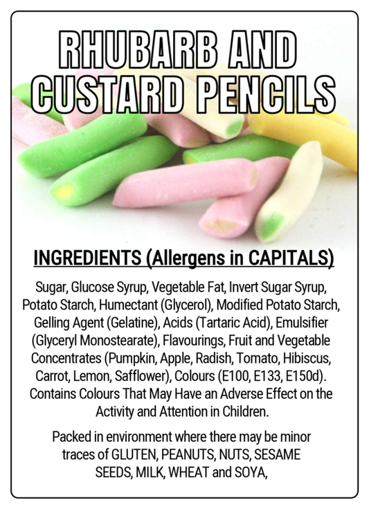 RHUBARB AND CUSTARD PENCILS - 75g Scoop