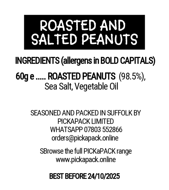 OWN LABEL - ROASTED AND SALTED PEANUTS - 60g x 12 Bags