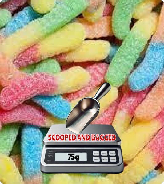 SOUR NEON WORMS - 75g Scoop
