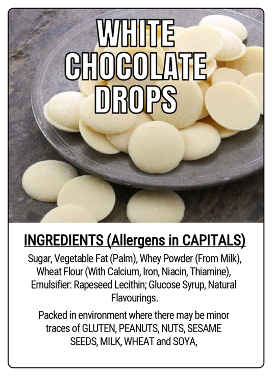 WHITE CHOCOLATE DROPS - 75g